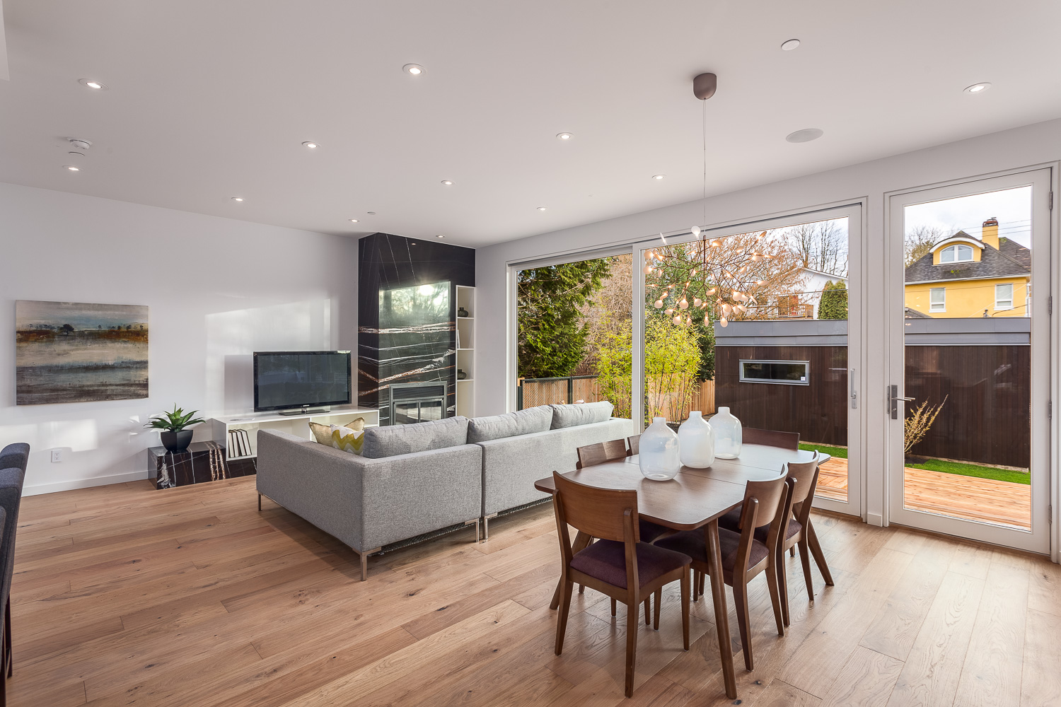 Interior room with strong natural light